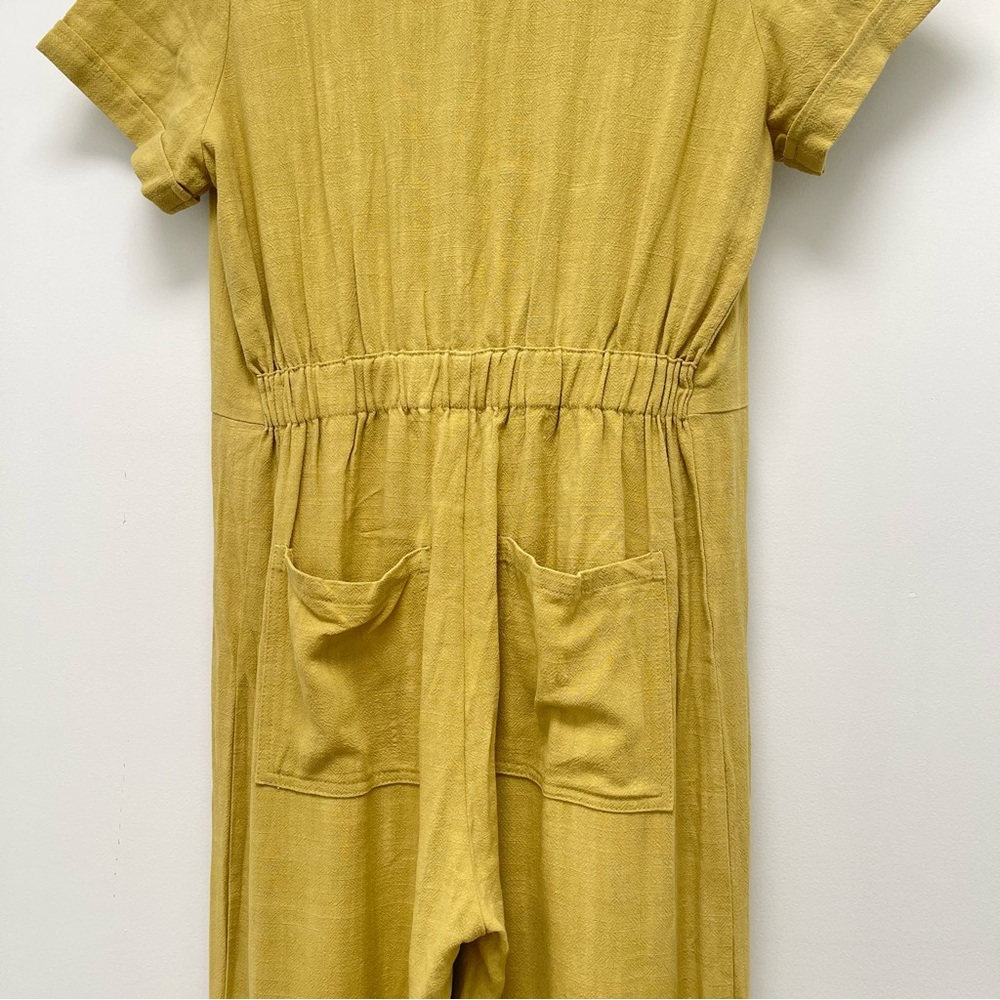 Rachel Pally Rocco Linen Short Sleeve Cropped Mustard Jumpsuit Size Small - Picture 9 of 13